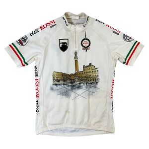 Nalini Cicli Rossi Siena Italia Cycling Jersey Mens 7 White Short Sleeve Italy
